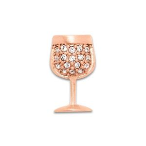 Wine Glass (CHARM) - Pave Rose Gold